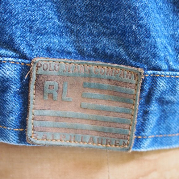 vtg 90s RALPH LAUREN Polo Jeans Co Blue Denim Jacket Corduroy Collar Mens L EUC - Picture 8 of 11